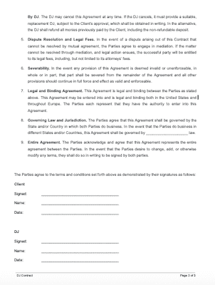 Entertainment Contract Agreement Template