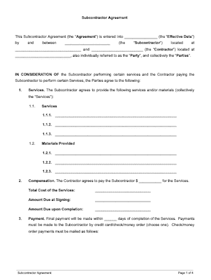 It Subcontractor Agreement Template