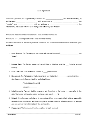 Loan Agreement Template Free Sample Docsketch
