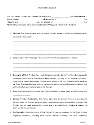 Work For Hire Agreement Template from www.docsketch.com